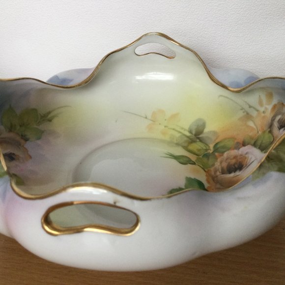 Vintage antique hand painted Nippon M mark bowl dish scalloped edge floral - Picture 2 of 5